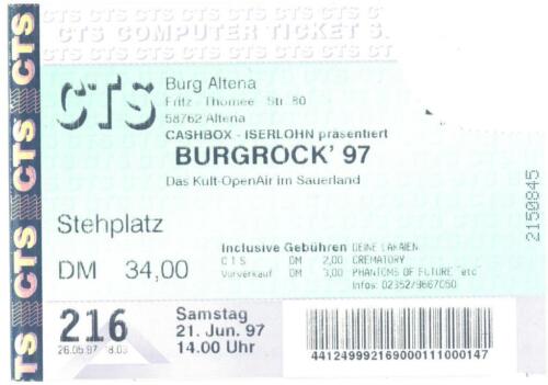 Burgrock ´97 - Alte Eintrittskarte Ticket vom 21.06.1997 - Schönes Sammlerstück - Bild 1 von 1