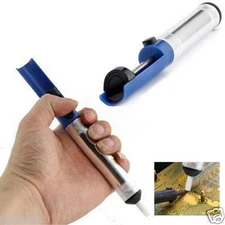 Metal Desoldering Pump Sucker Solder Irons Removal Remover Tool Blue Silver