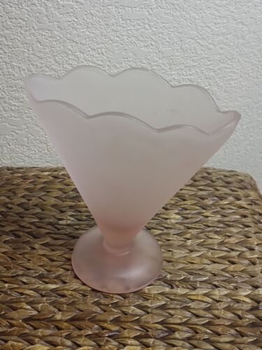 vase Coupe opaline rose Dentelées ancienne !! Vintage  - Afbeelding 1 van 6