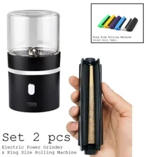 Set 2pcs_Electric Tobacco Herb Grinder & King Size Rolling Machine
