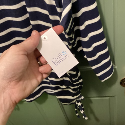 Croft & Barrow Petites Women's Blue & White Striped 3/4 Sleeve Blouse Size XL - 第 5/8 張圖片
