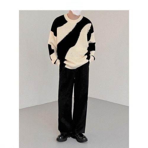 Men Simple Autumn and Winter O Collar Knitting Pullover Oversize Sweater - Picture 4 of 10