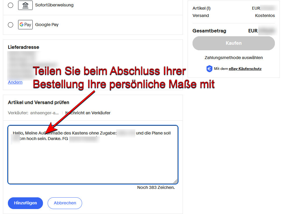 Premium Plane für Anhänger nach maß