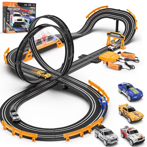 Slot Car Race Track Sets with 4 Slot Cars, Electric Race Car Track