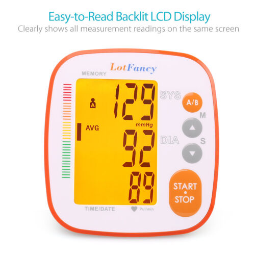 Digital Automatic Upper Arm Blood Pressure Monitor Cuff Heart Rate Backlit - Picture 8 of 10