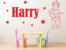 Image of #065 Personalised Fireman Sam Sticker Decal Stickers Kids Bedroom Childs Room