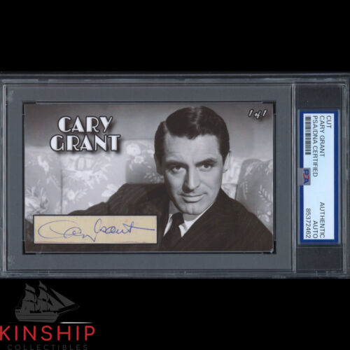 Cary Grant signed 3x5 Custom Card Cut PSA DNA Slabbed Actor Auto C3793