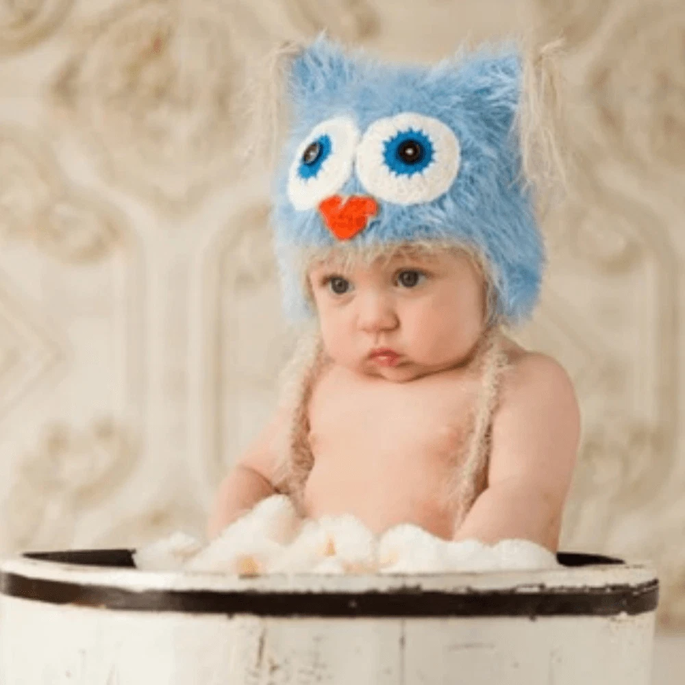 Daisy Baby Unisex Infant Beanie Hat Fisher Blue Owl Photography 0-6 months NWT