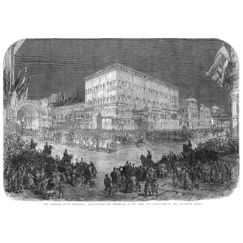 ST PETERSBURG Imperial Marriage Procession to Anitchkoff Palace - Old Print 1866