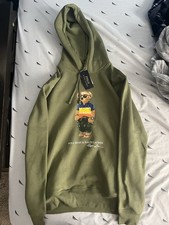 Polo Ralph Lauren Green Bear Fleece Hoodie NWT - Size Small