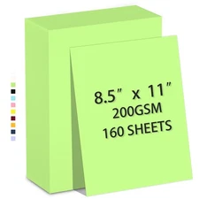 160 Sheets 8.5x11 Heavyweight 200gsm Green Cardstock Paper for Printing & Crafts