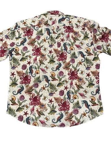 (Brand New) Yiume Shirt Mens Hawaiian Long Sleeve Shirt Starfish Fish (Size XXL) - Picture 11 of 14