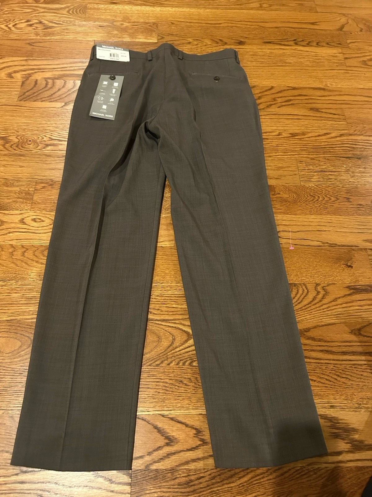 NEW Michael Kors Pants Mens 34x30 Stretch Flat Front Dress Slacks Brown