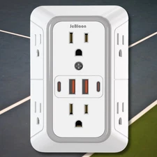 Wall Adapter 6 Outlet Extender Surge Protector Multi Plug USB Charger Port