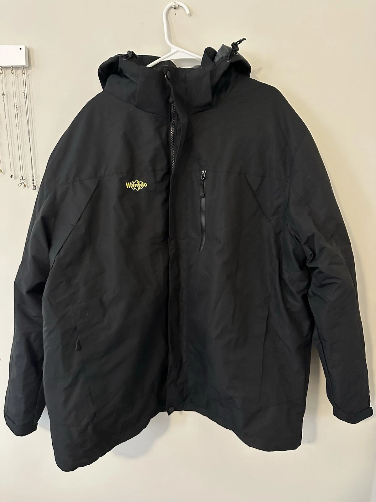Wantdo Men's 2XL Black Waterproof Windproof Full Zip Ski Jacket Warm Winter Coat