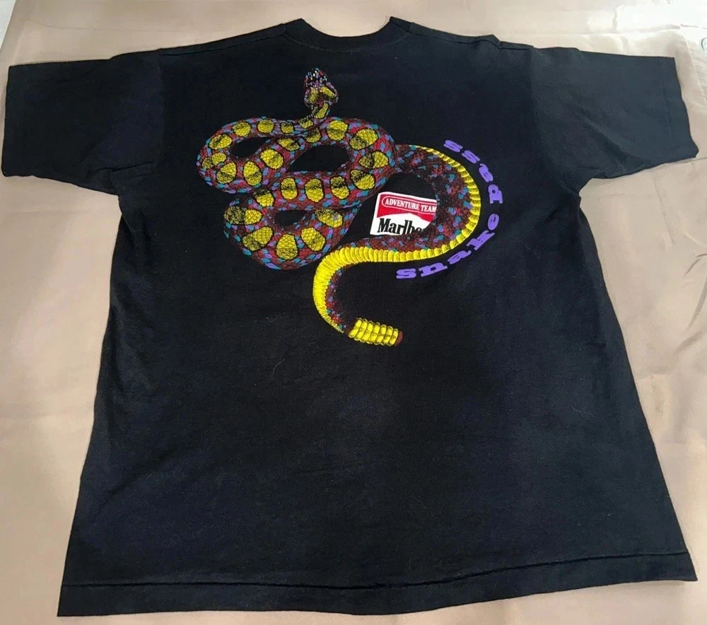 T-shirt Vintage Marlboro Années 90 Rayé Gris - Taille XL Pour Homme - Neuf Sans étiquettes