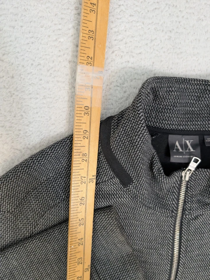 Armani Exchange Men's XL Full Zip Sweater Viscose Blend Gray All Over Print - Image 4 of 4