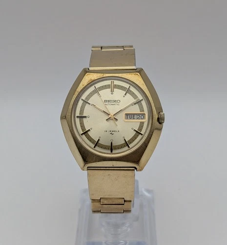 Seiko 7006-7180 - Vintage 1974 Automatic Watch Gold Tone w/ Original Bracelet