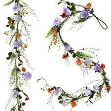 2PCS Artificial Daisy Garland, 6FT Faux Flower Hanging Vine, Purple Flowers I...