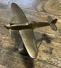 Vintage Trench Art Style Brass Spitfire WW2 Aircraft Desk Model 8 1/4” Wingspan