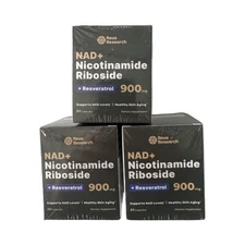 Reus Research Nad+Nicotinamide Riboside + Resveratrol 900mg, 80 Caps. Lot Of 3