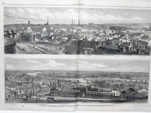 Harper's Weekly Page Civil War HUGE Engraving Panoramic View of Richmond VA 1865