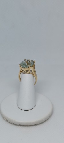Fab! 10ct Prasiolite Oval Green Amethyst Pillow Top 14K Gold Ring Sz7 QVC 5.2Grm - Picture 6 of 12