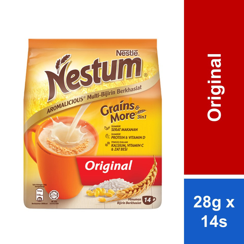 12 PAQUETES - Granos Nestlé Nestum y Más 3 en 1 Original (1 PAQUETE = 28g x 14 sobre)