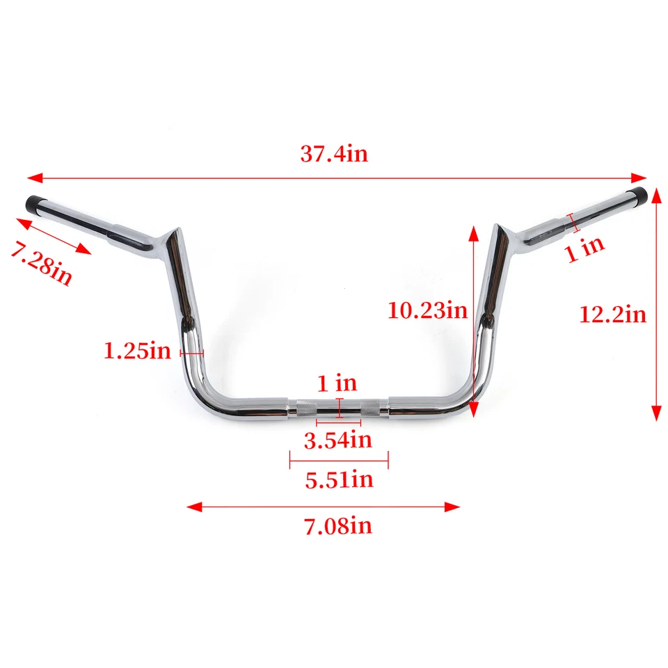 Chrome 10" Rise Meathook Bar Handlebar For Harley Electra Glide Street Glide - Image 2 of 4
