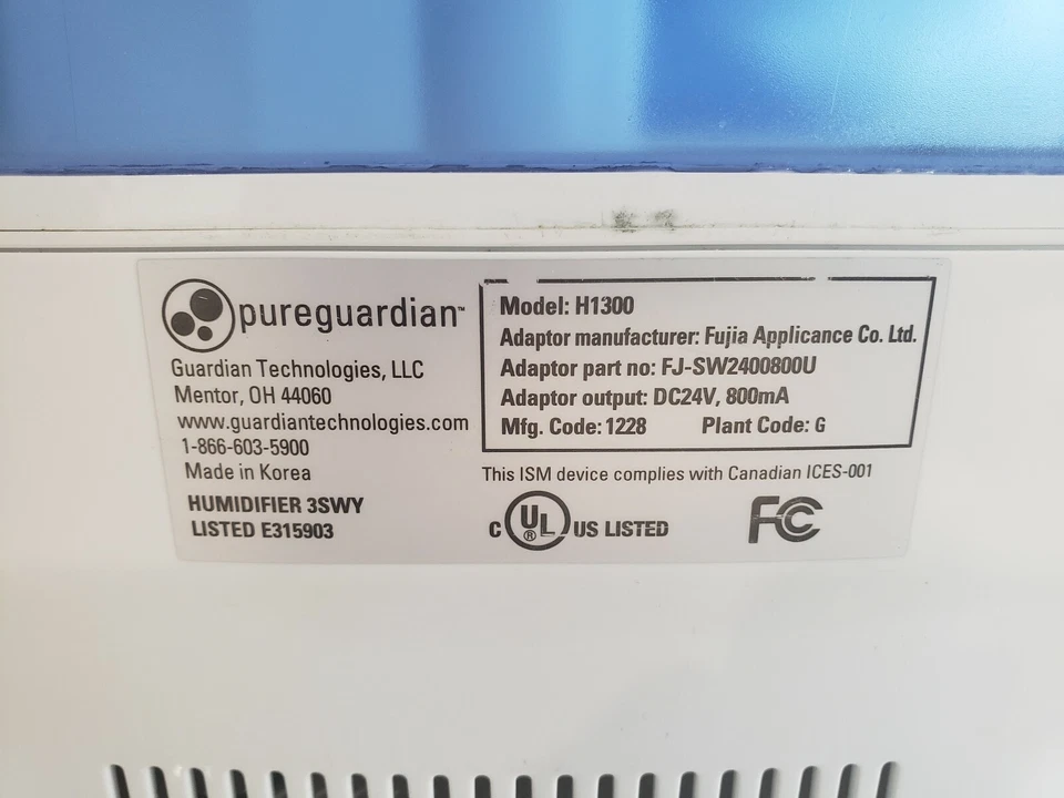 PUREGUARDIAN ULTRASONIC HUMIDIFIER  GALLON 70 HOUR MODEL H1300 - Image 4 of 4