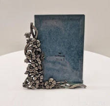 Vintage Hallmark Ornate Floral Pewter & Double Glass Picture Frame 3.5" x 5"