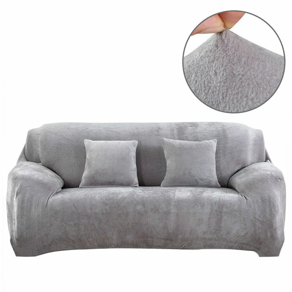 1–4 Seat Stretch Sofa Covers Couch Chair Slipcover Velvet Plush Protector Decor - Image 3 of 4