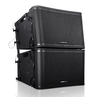 Sound Town ZETHUS Pair of 12  Powered 2-Way Line Array Speaker (ZS-112BPW-PAIR)