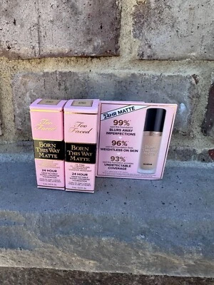 2 X Too Faced Born This Way 24HR Longwear Mate Foundation• 0.17 Oz/5ml• New