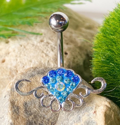 Tribal Crystal Explosion Blue Gem Belly Ring Navel Piercing Pierced Naval - 第 2/3 張圖片