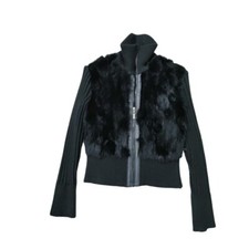 Jennyfer.j Rabbit Fur And Wool Zip Up Bomber M/l