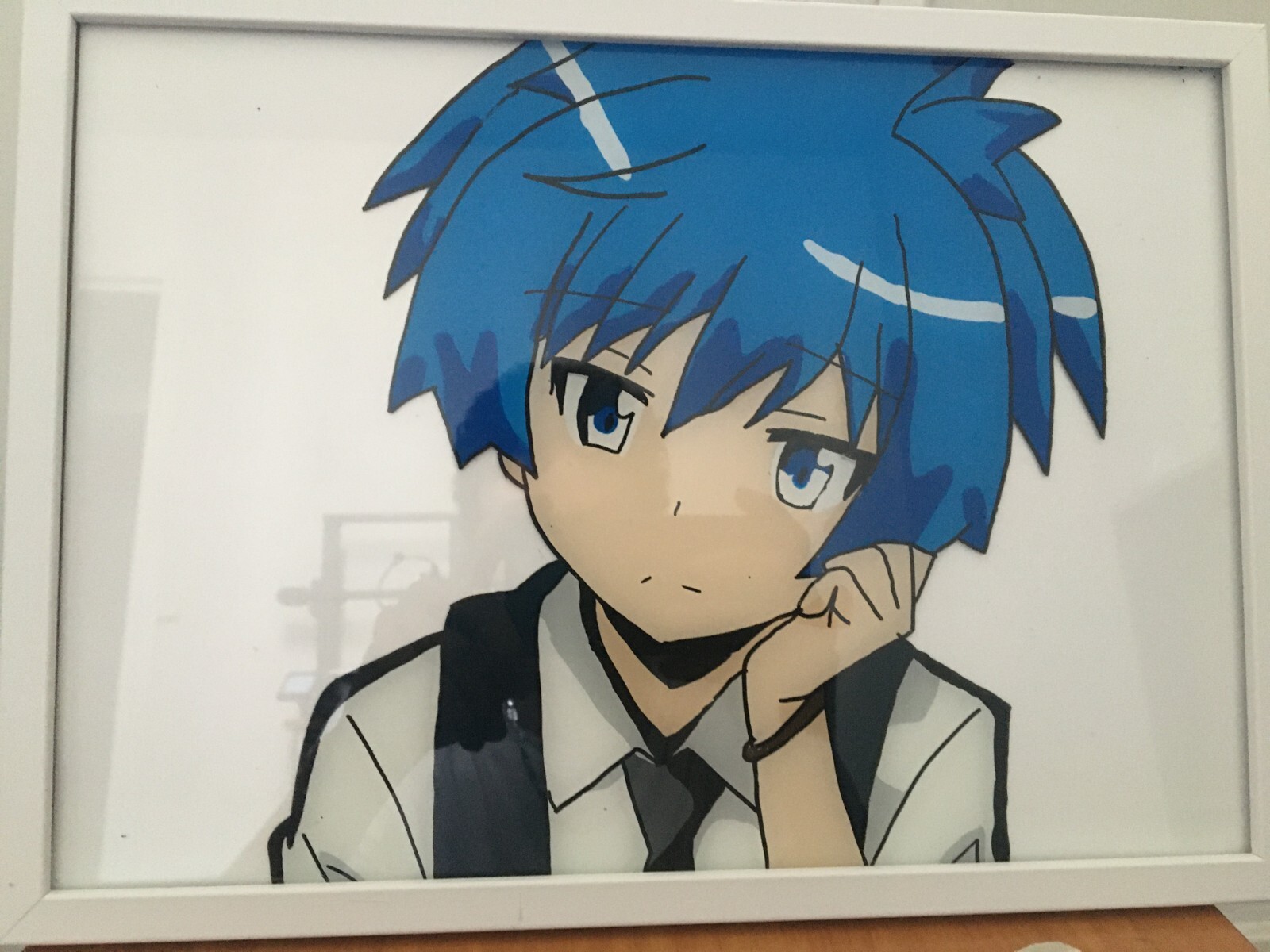 Painting glass Nagisa en format A4 sous cadre en bois minimaliste