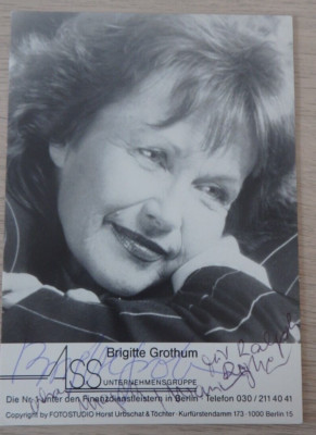 Autogramm Film Theater TV Schauspielerin Brigitte Grothum 1980er Jahre (113904)