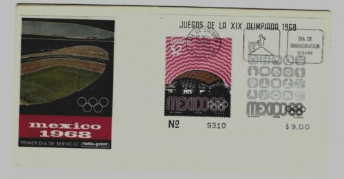 Y8 Mexico 1968 olympics souvenir sheet cover  FDC special rare piece - Picture 1 of 1