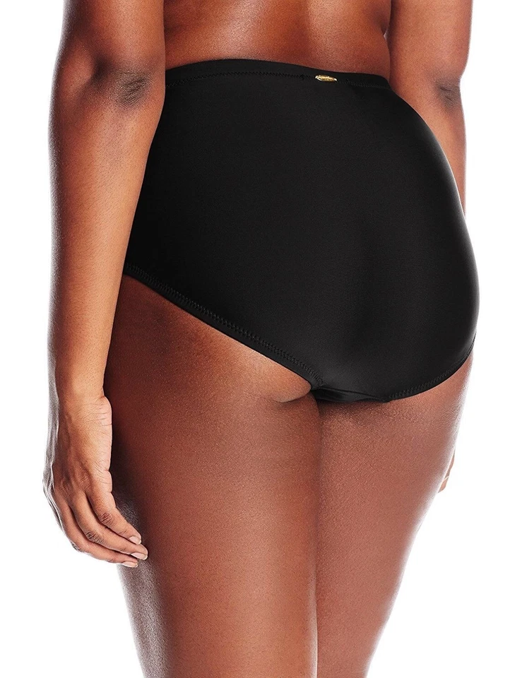 Parte inferior de bikini Jessica Simpson para mujer negra lisa cintura alta talla grande 0X Foto 2 de 2