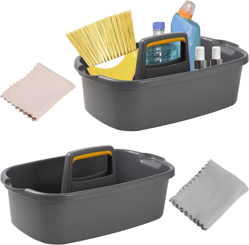 Cleaning Supplies Caddy Organizer with Handle Plastic Tool Storage Basket for Ba