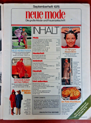 Neue Mode Sep 1975 German Fashion Sewing Knitting Patterns Serbo Croatian Insert - Picture 2 of 24