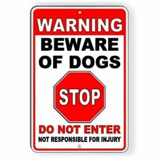 Warning Beware Of Dogs Do Not Enter Sign / Decal Pitbull Bite Security Sbd030