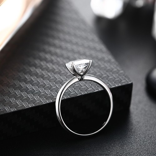 Sterling Silver Vintage Simple Ring 7x7mm Princess 3ct Cubic Zirconia Jewelry - Picture 6 of 9