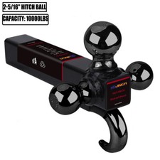Trailer Hitch Tri Ball Mount With Hook Fits 2 Inch Hitch Receiver 10000 Lbs