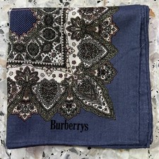 CLASSIC BLUE HANDKERCHIEF MEN VINTAGE COTTON POCKET SQUARE 18" ART CHECK PAISLEY