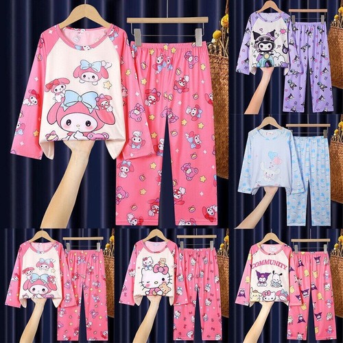 Kids Girls Cartoon Pajamas Pyjamas Set/Nightie Dress Loungewear Sleepwear New - Picture 5 of 23