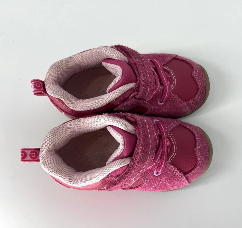 Sapatos de bebê rosa Pediped meninas tamanho 5 alça de caminhada renda seguro à água em excelente estado usado - Imagem 3 de 4