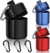 Small Pill Case Keychain, 3 Pack Portable Waterproof Travel Container Mini Metal