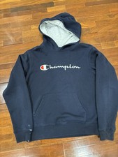 Champion Boys L Dark Blue Fleece Pullover Hoodie